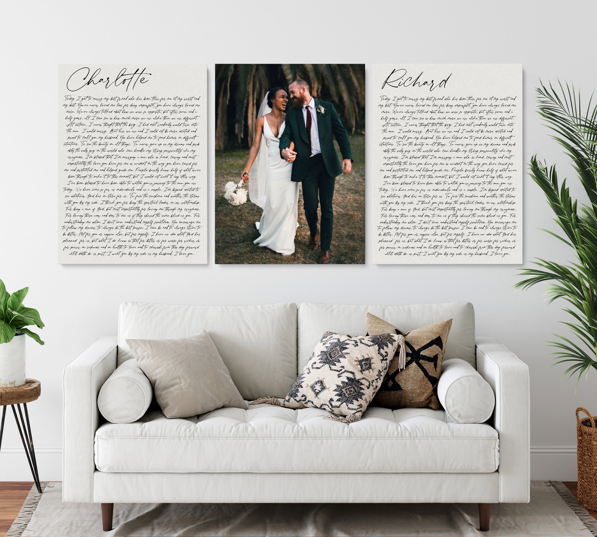 Custom set of 3 canvas Your Photo Wedding Vows – OC Canvas Studio