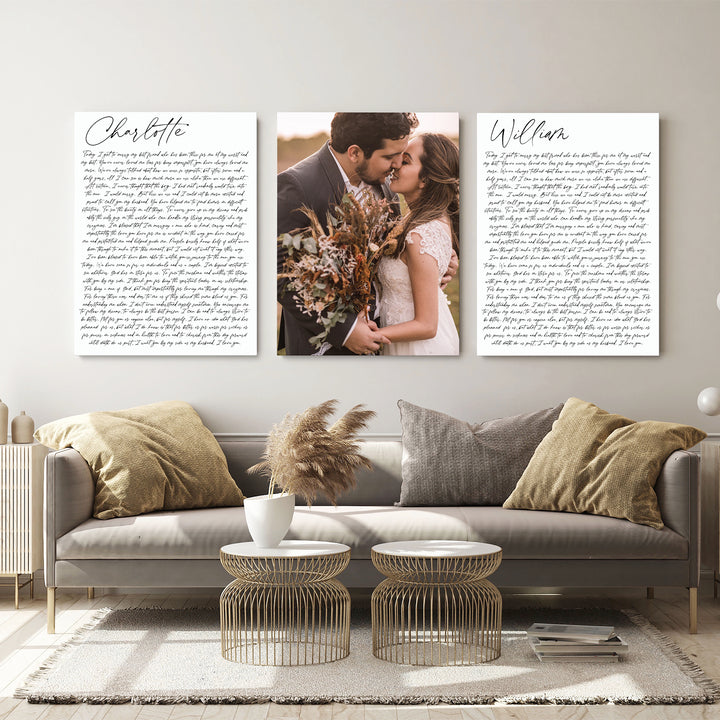 Wedding Vows & Photo Canvas Prints – Set of 3